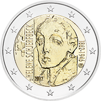 In Finland, Schjerfbeck is venerated as a national heroine. On the occasion of her 150th birthday, in 2012 a two-euro commemorative coin was issued embossed with a self-portrait of the celebrated artist.