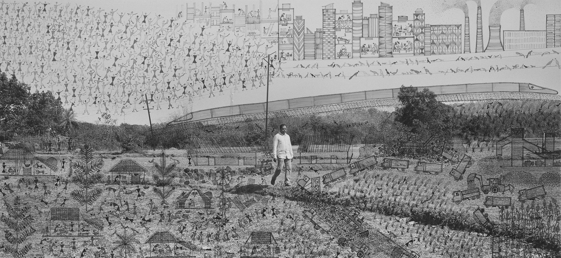 Detail: Gauri Gill und Rajesh Vangad, 'Jameen', Teil des Tryptichons 'Jal, Jungal, Jameen', aus der Serie 'Fields of Sight’, 2021 © Gauri Gill und Rajesh Vangad