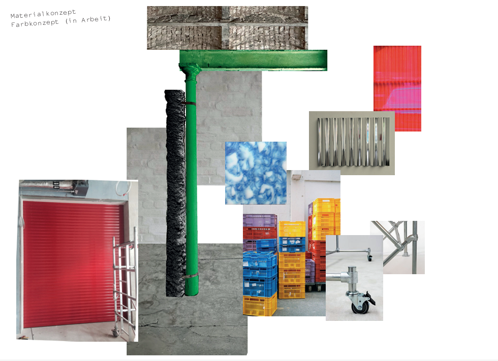 Material- und Farbkonzept: Verschiedene Materialien und Farbtöne in einer inspirierenden Collage vereint.