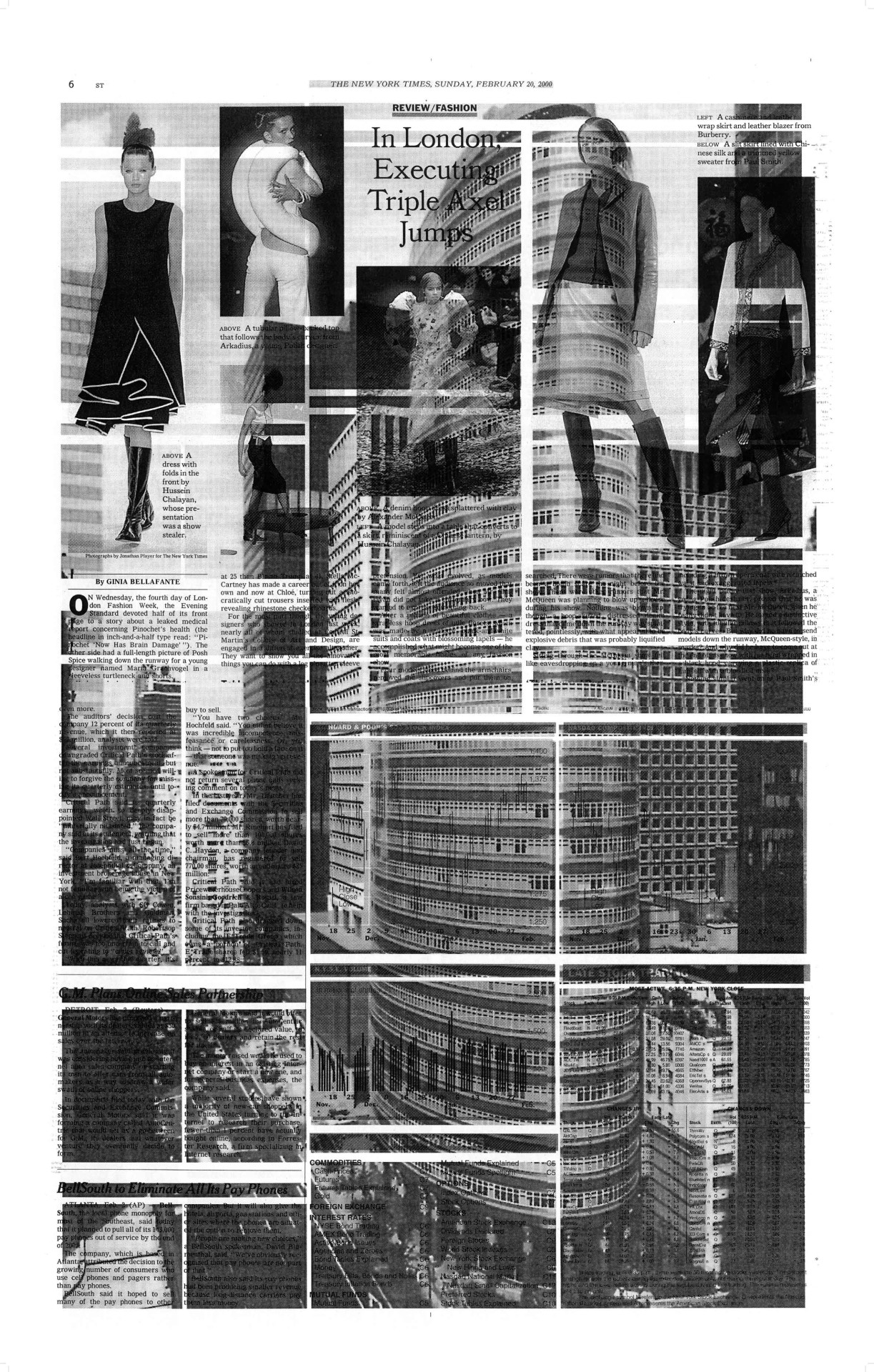 Kollage aus Modedesigns und Stadtansichten, veröffentlicht in der New York Times, Februar 2000.